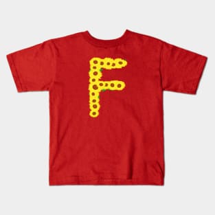 Sunflowers Initial Letter F (Black Background) Kids T-Shirt